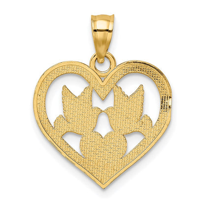 14K Gelbgold Doves in Herz Charm