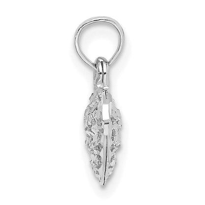 14K Weißgold 3-d Diamantiert Mini Gewölbt Herz Charm