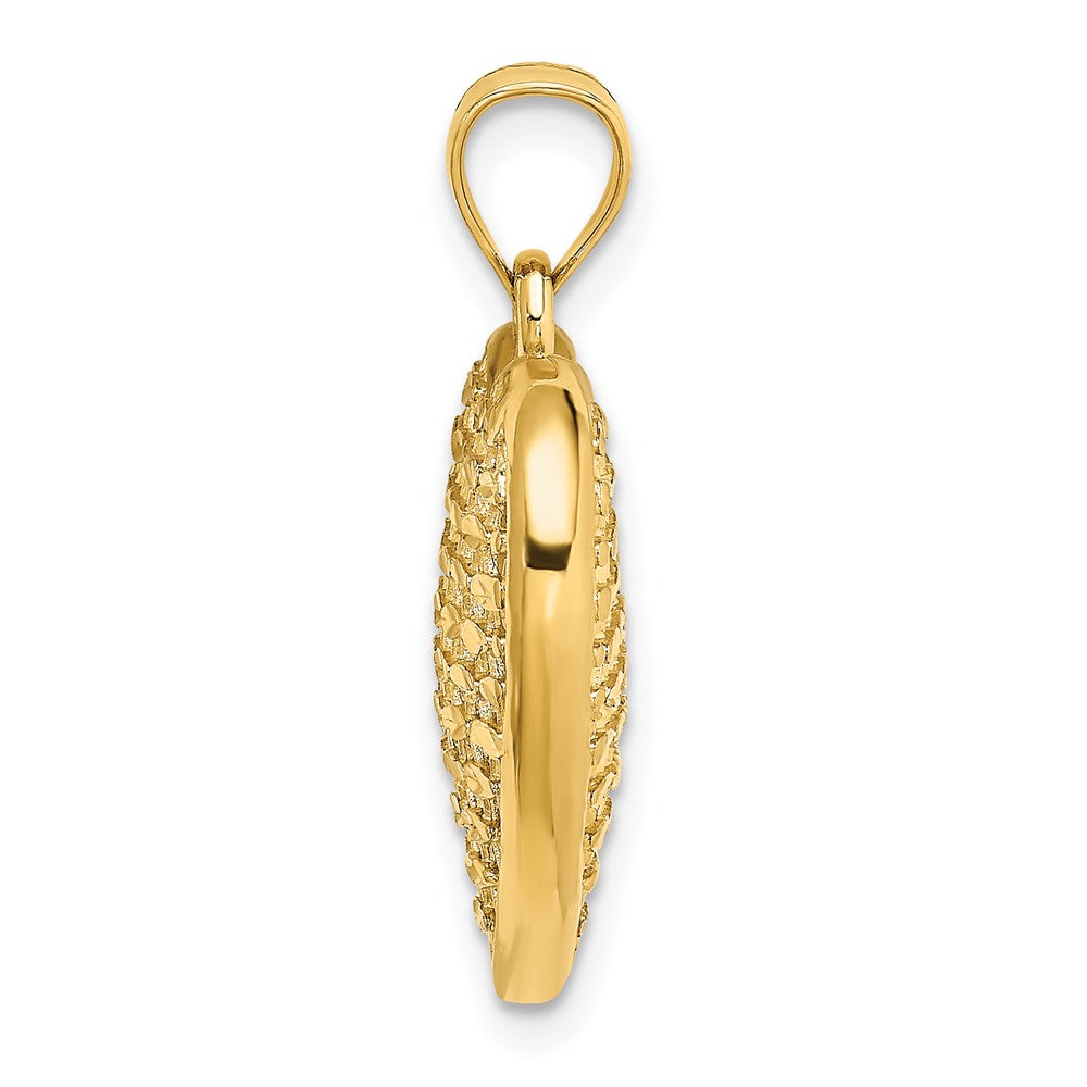 14K Gelbgold 3-D diamantgeschliffener gewölbter Herz-Charm