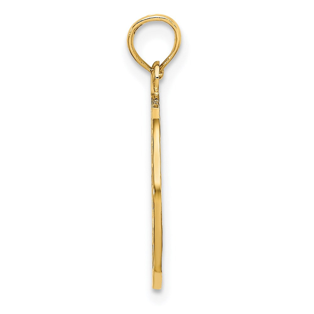 14K Gelbgold Flach Strukturiert Frieden Zeichen Charm