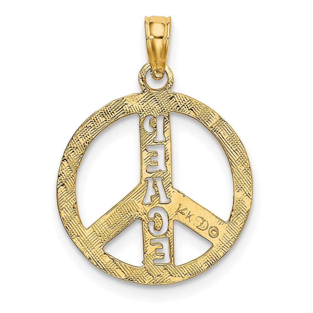 14K Gelbgold Flach Strukturiert Frieden Zeichen Charm