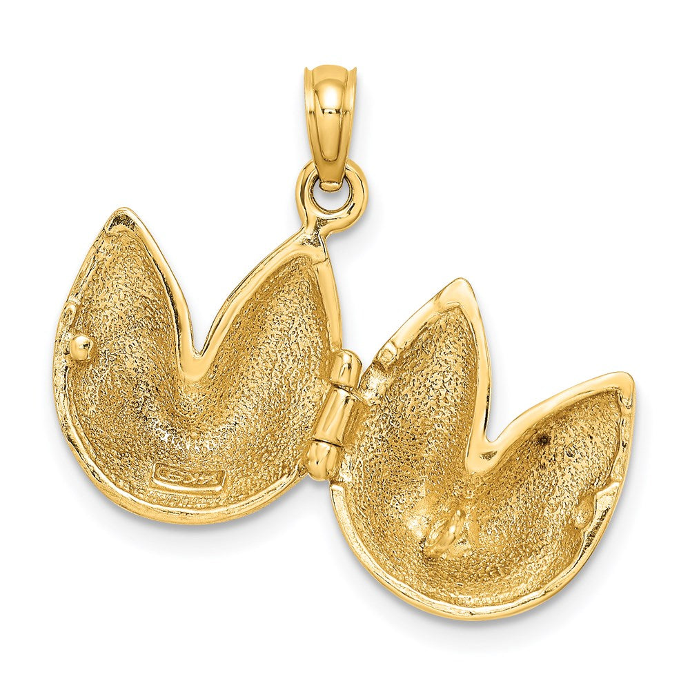 14K Gelbgold 3-D Glückskeks-Charm zum Öffnen