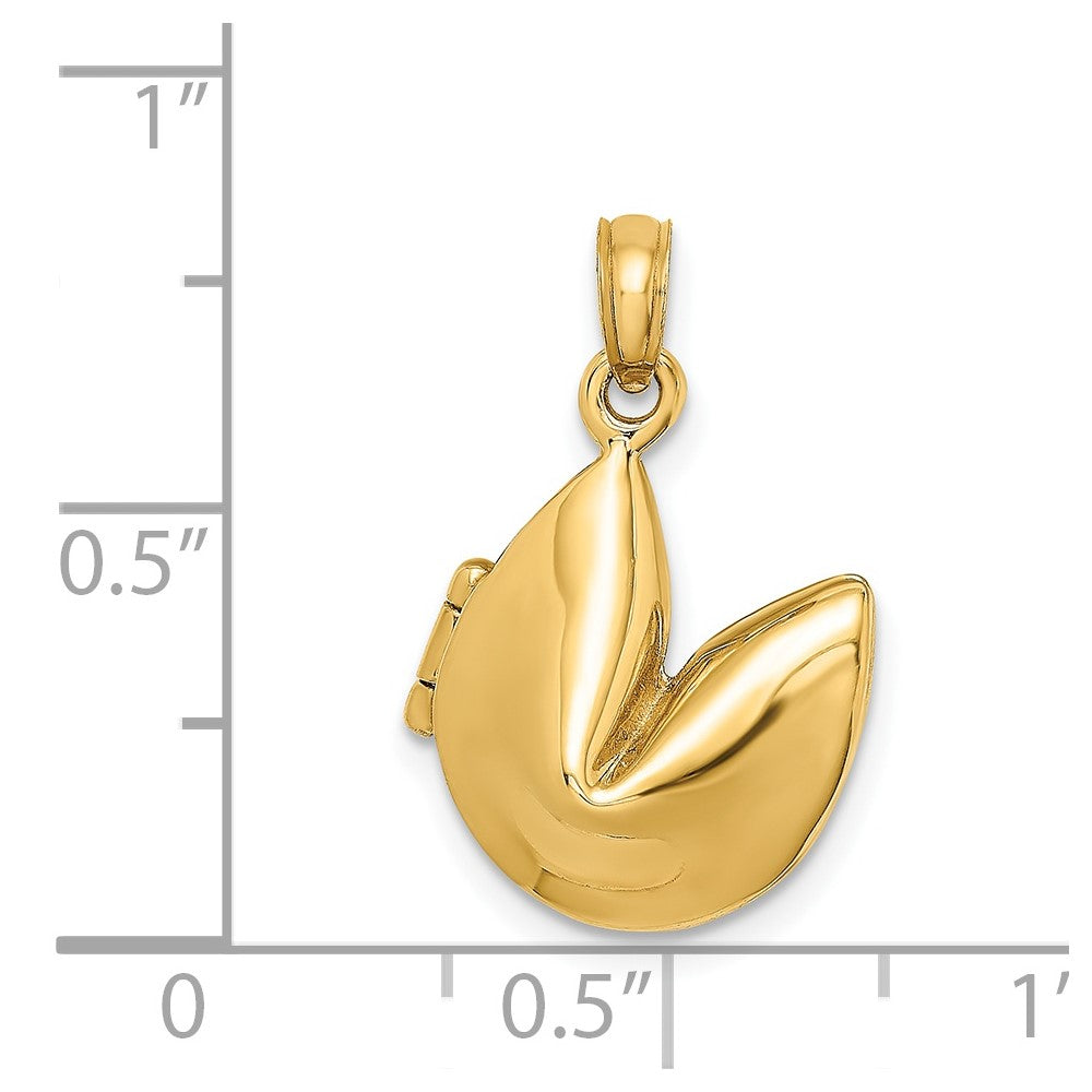 14K Gelbgold 3-D Glückskeks-Charm zum Öffnen