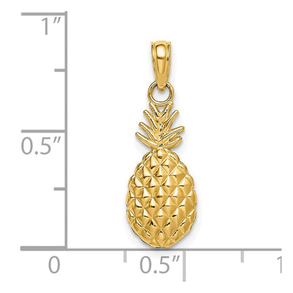 14K Gelbgold Strukturiert Pineapple Charm