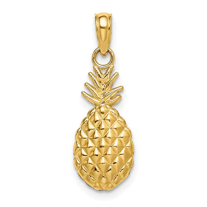 14K Gelbgold Strukturiert Pineapple Charm