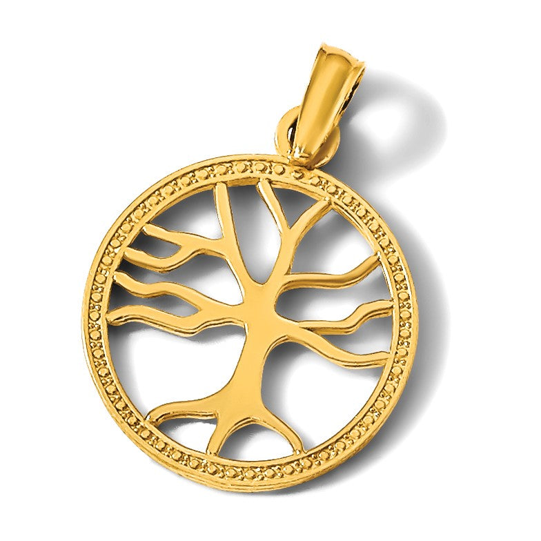14K Gelbgold Klein Familie Baum Charm
