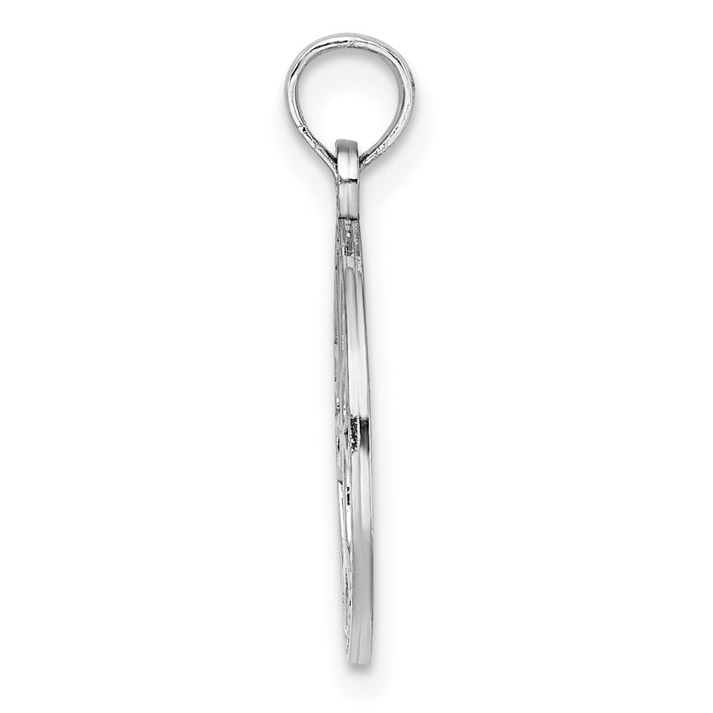 14K Weißgold Klein Baum Of Leben in Rund Rahmen Charm