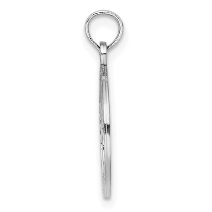 14K Weißgold Klein Baum Of Leben in Rund Rahmen Charm