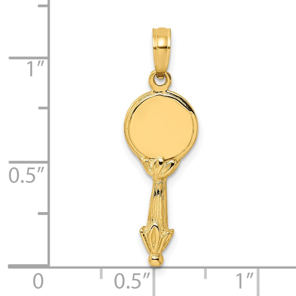 14K Gelbgold 3-D-Handspiegel-Charm