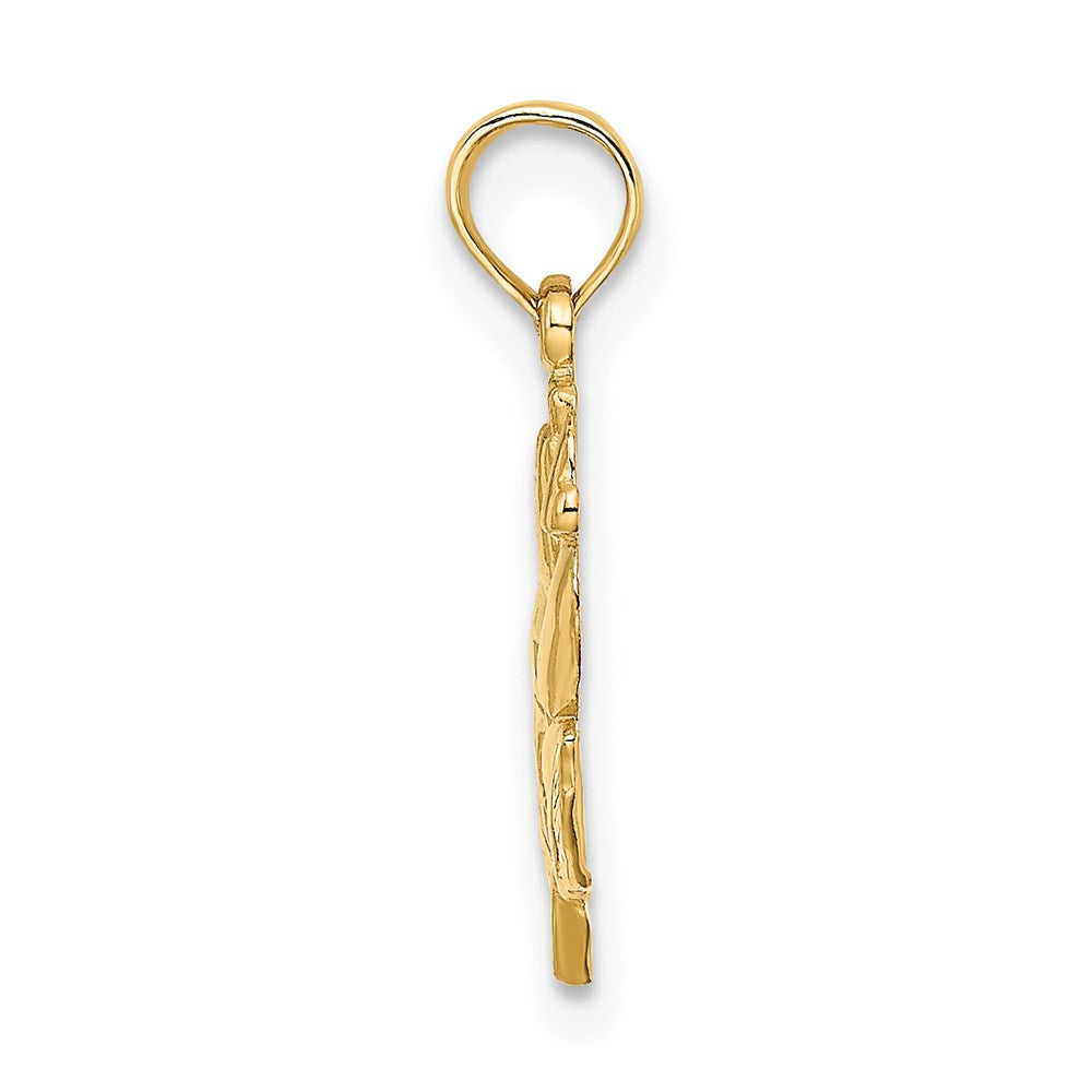 14K Gelbgold Poliert Rose Charm