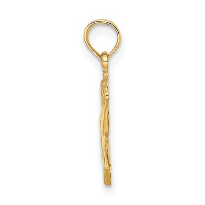 14K Gelbgold Poliert Rose Charm