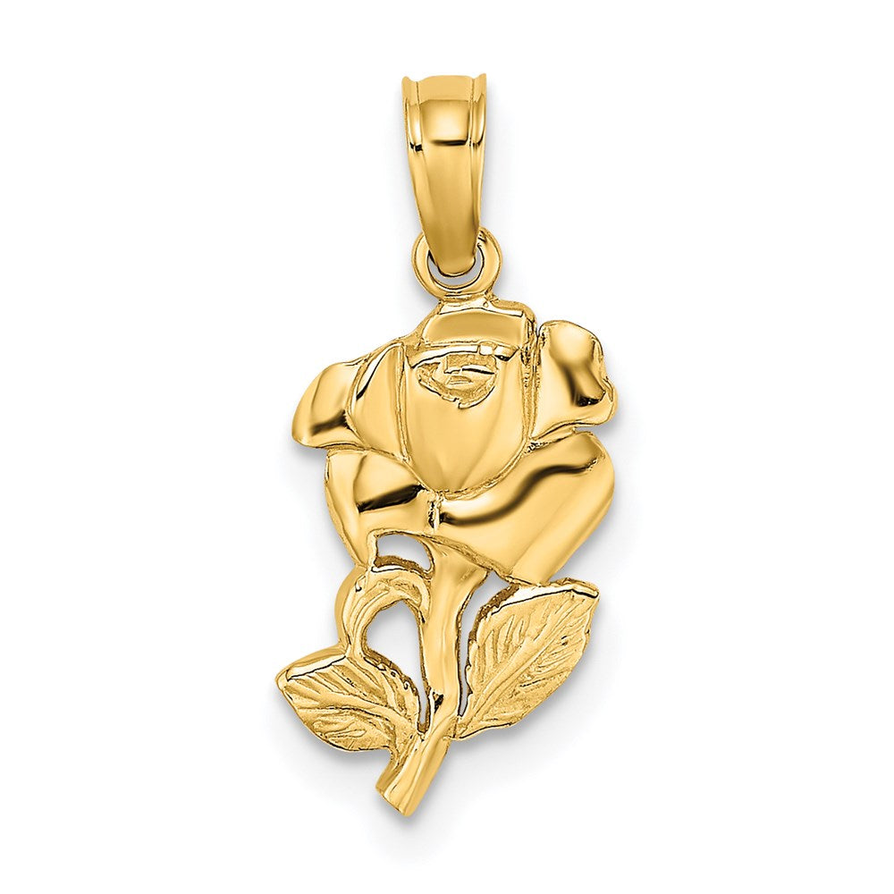 14K Gelbgold Poliert Rose Charm