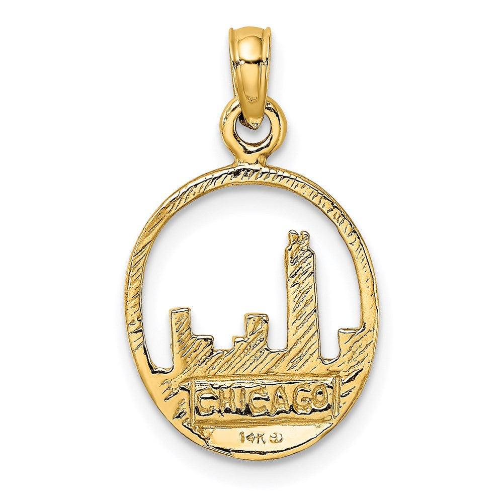14K Gelbgold Chicago Skyline in Kreis Rahmen Charm
