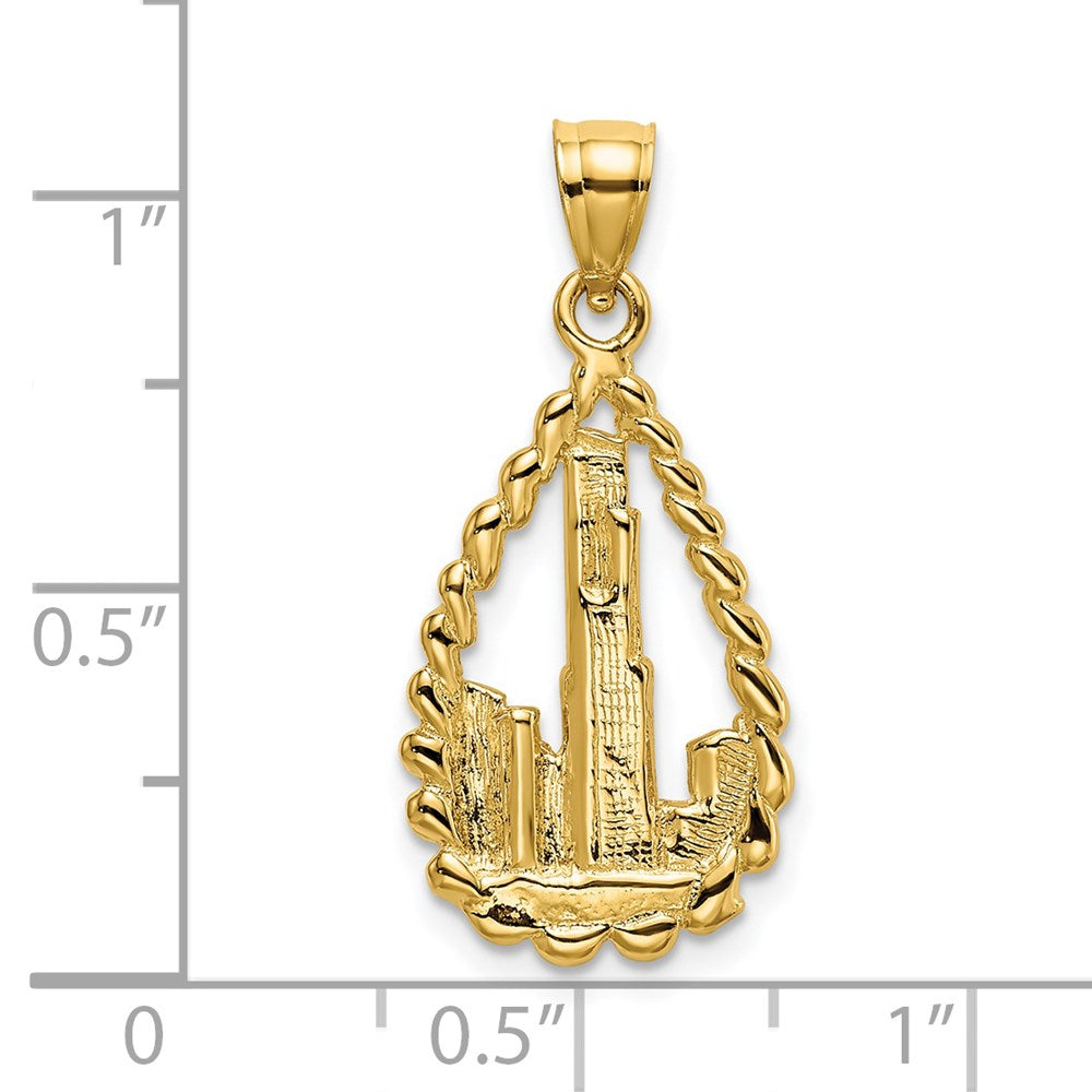 14K Gelbgold Chicago Skyline/willis Tower Tropfen Charm
