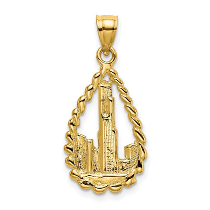 14K Gelbgold Chicago Skyline/willis Tower Tropfen Charm