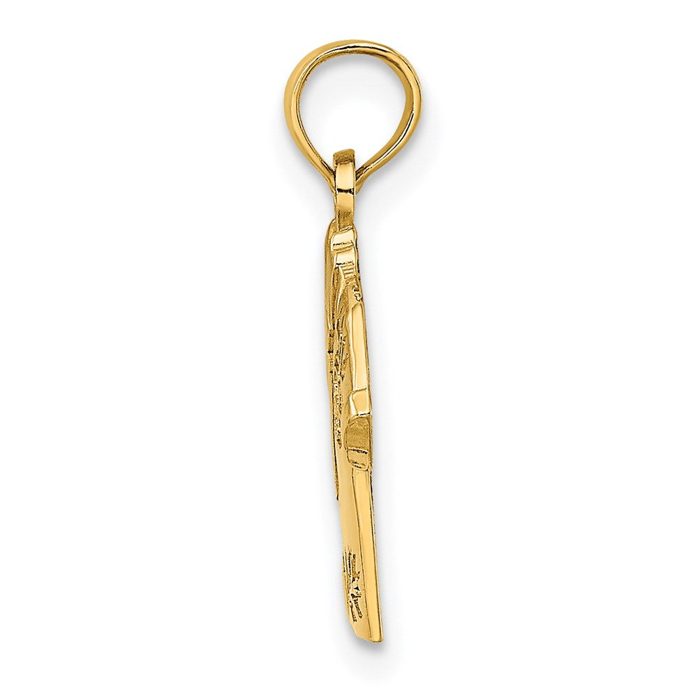 14K Gelbgold Polierter Hawaiianischer Ananas-Stil Hemd-Charm
