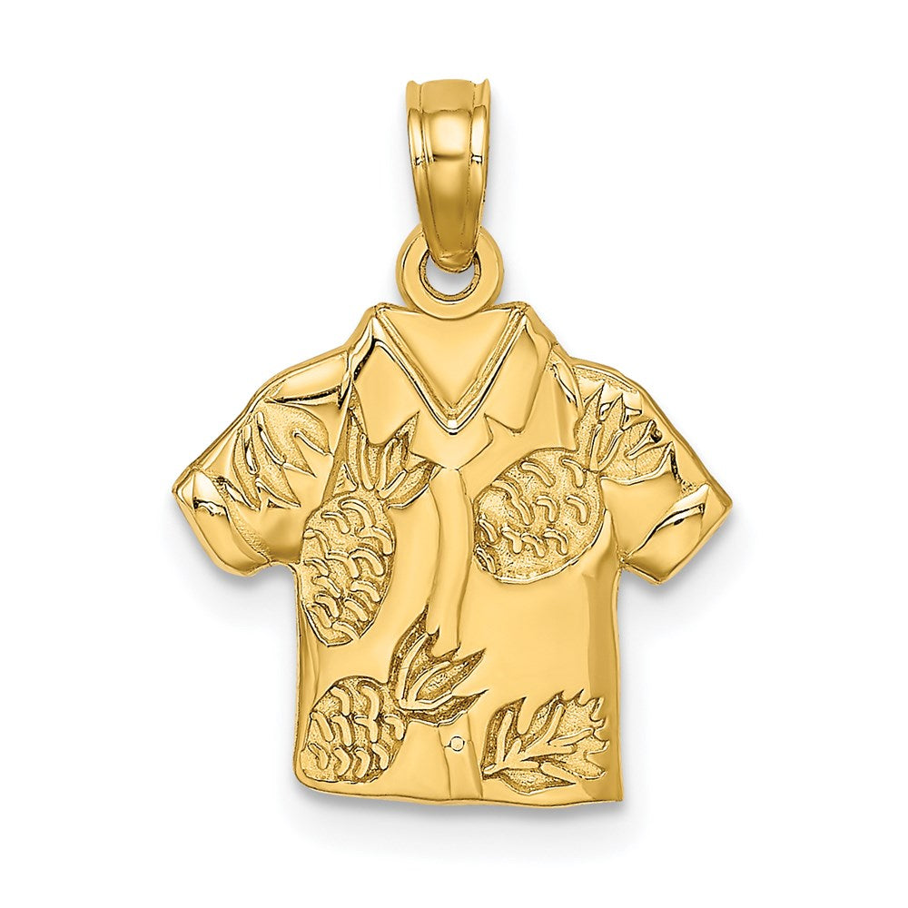 14K Gelbgold Polierter Hawaiianischer Ananas-Stil Hemd-Charm