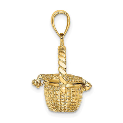 14K Gelbgold 3D beweglicher Nantucket-Korb-Charm