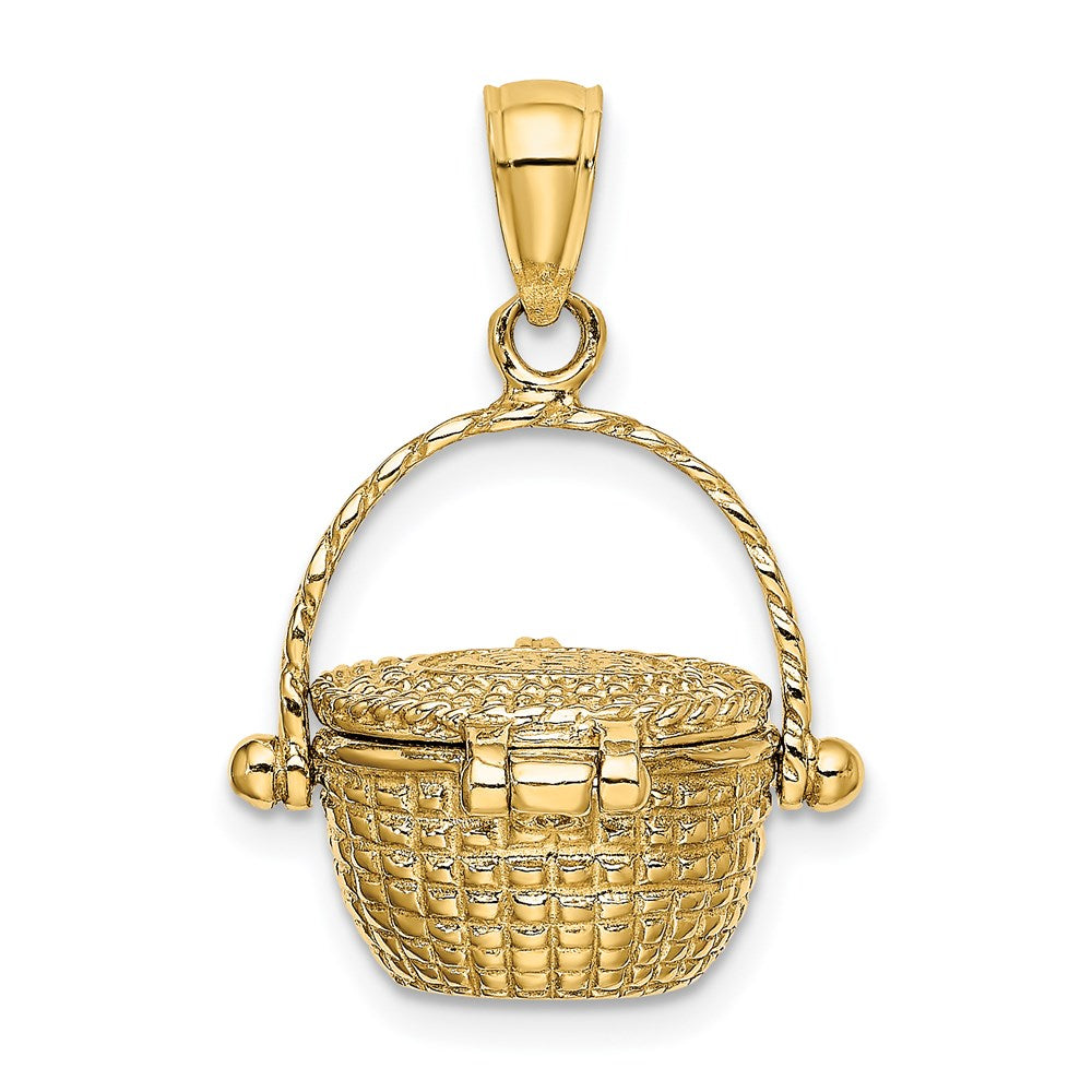 14K Gelbgold 3D beweglicher Nantucket-Korb-Charm