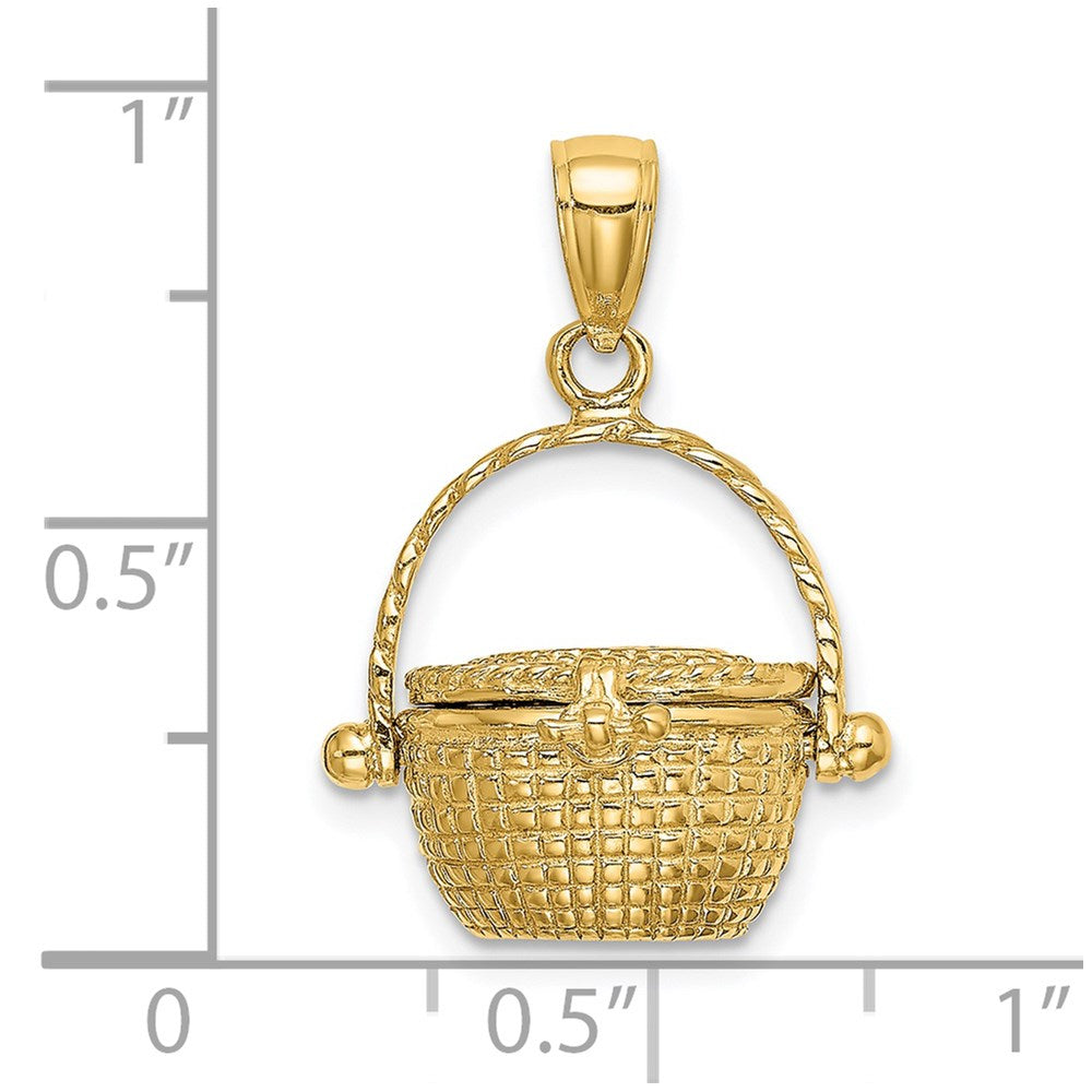 14K Gelbgold 3D beweglicher Nantucket-Korb-Charm