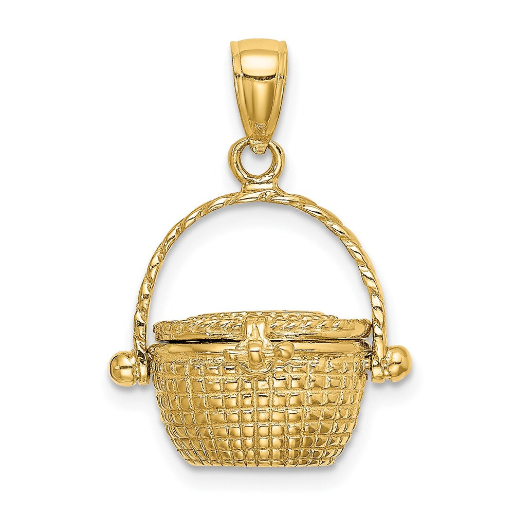 14K Gelbgold 3D beweglicher Nantucket-Korb-Charm