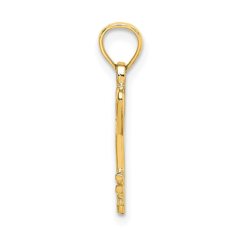 14K Gelbgold 3d Key mit Herz Charm