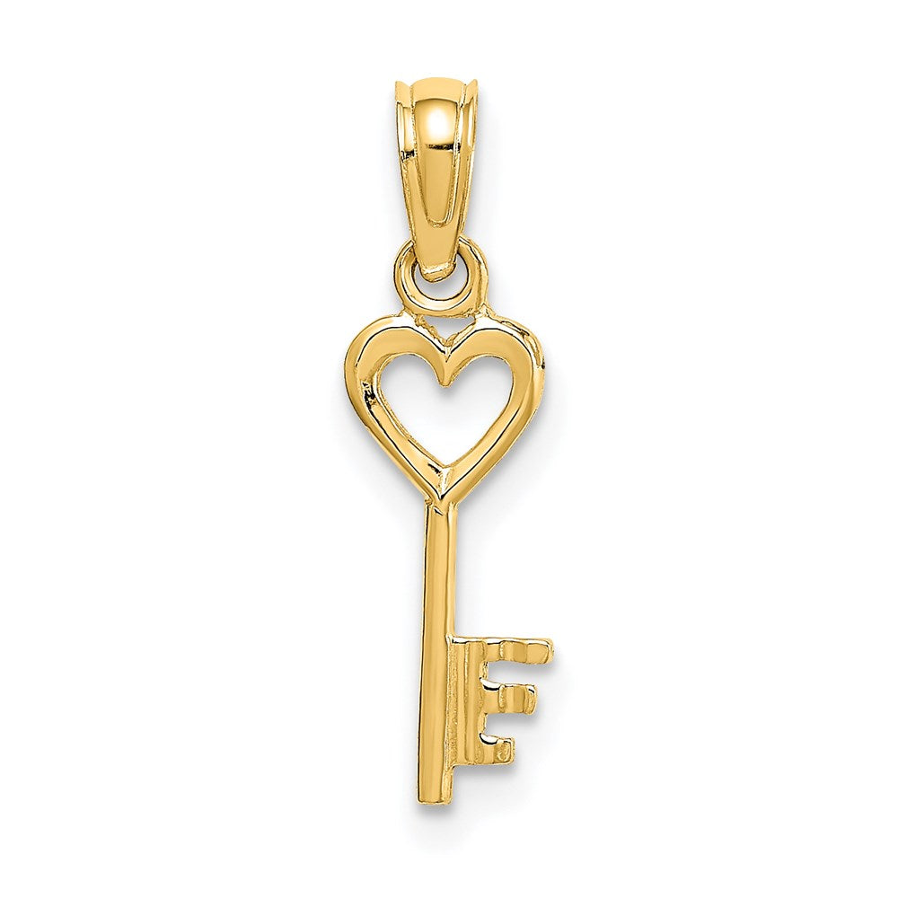 14K Gelbgold 3d Key mit Herz Charm