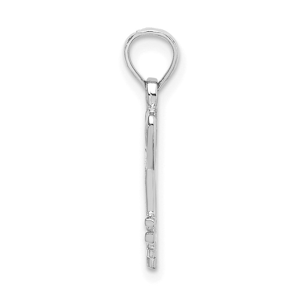14K Weißgold 3d Key mit Herz Anhänger