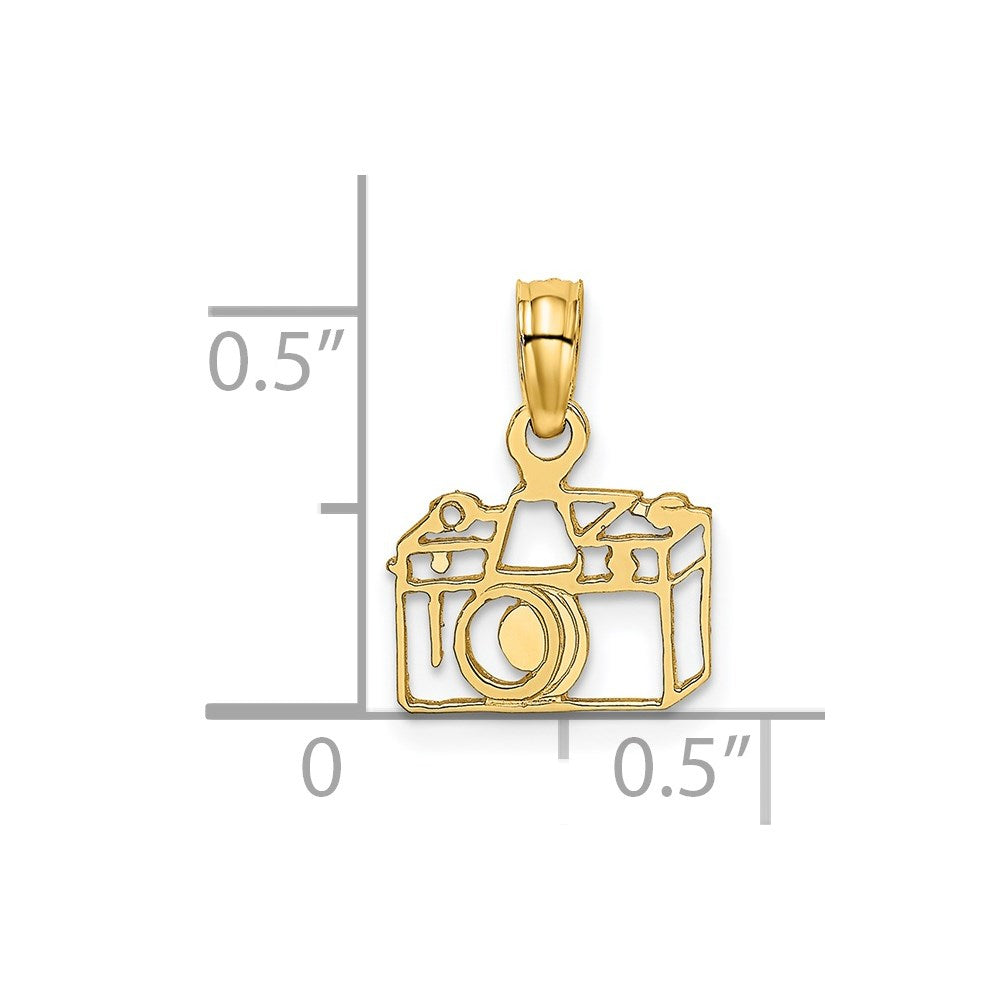 14K Gelbgold Flach Ausgeschnitten Kamera Charm