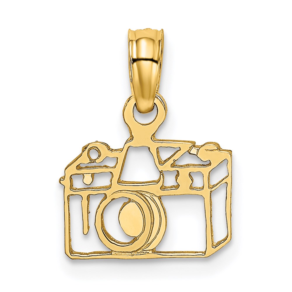 14K Gelbgold Flach Ausgeschnitten Kamera Charm