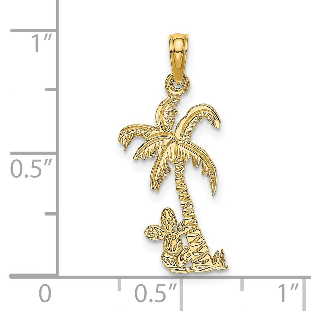 14K Gelbgold Palme Baum mit Cactus Charm