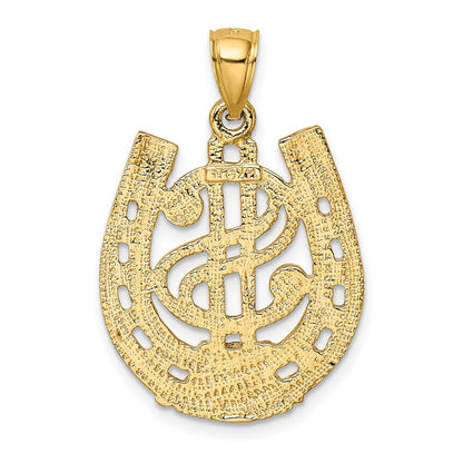 14K Gelbgold Hufeisen-Charm mit Dollarzeichen