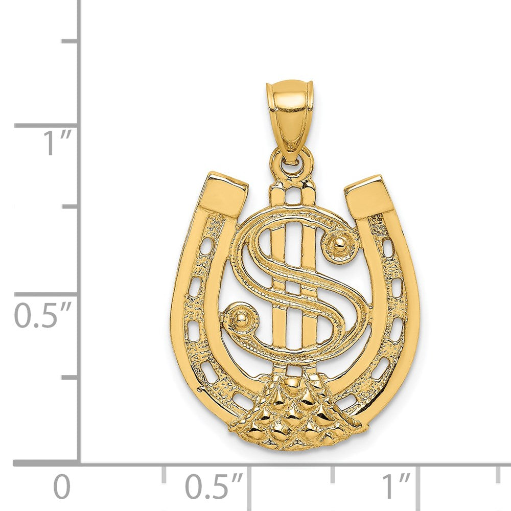 14K Gelbgold Hufeisen-Charm mit Dollarzeichen