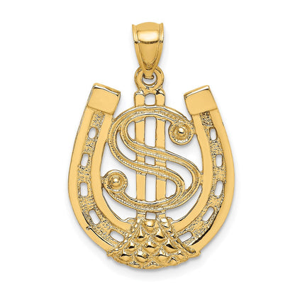 14K Gelbgold Hufeisen-Charm mit Dollarzeichen