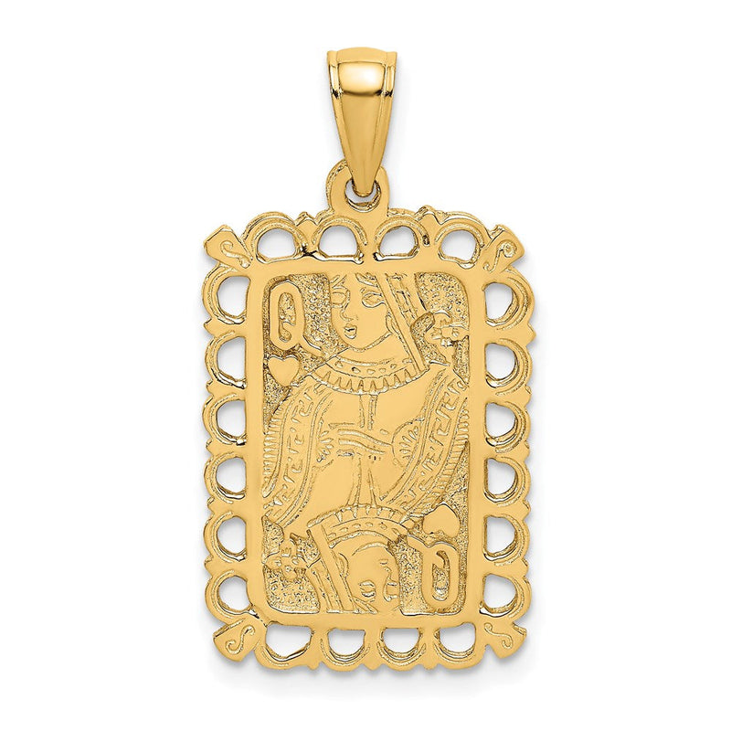 14K Gelbgold Spielkarte Dame Charm