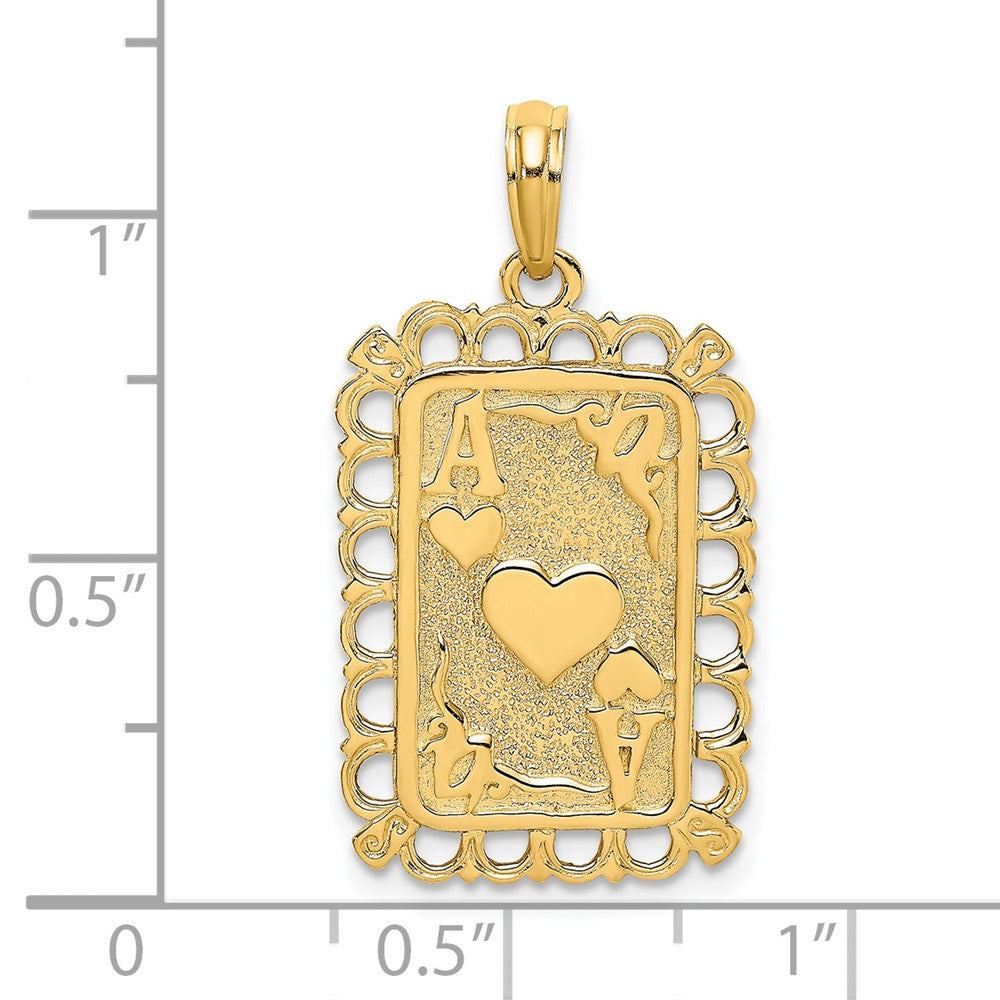 14K Gelbgold Charm Spielkarten Herz und Ass