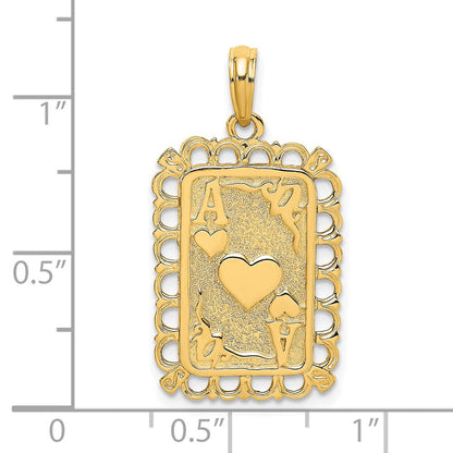 14K Gelbgold Charm Spielkarten Herz und Ass