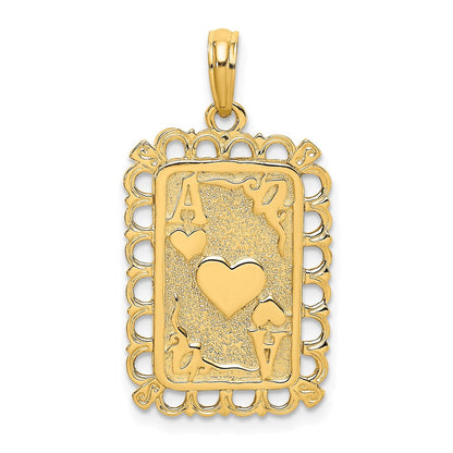 14K Gelbgold Charm Spielkarten Herz und Ass