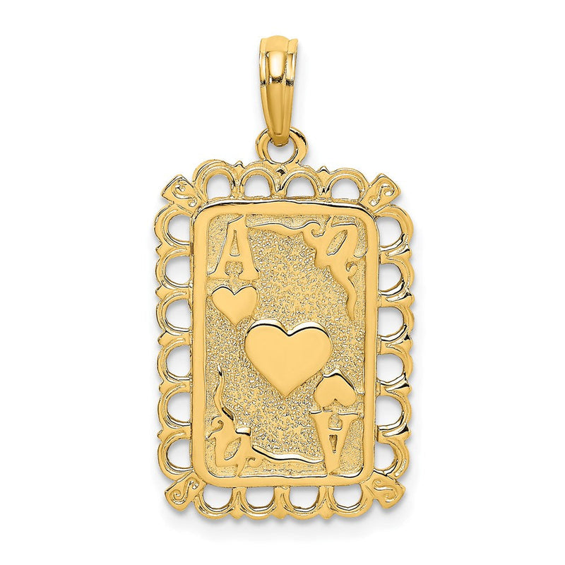 14K Gelbgold Charm Spielkarten Herz und Ass