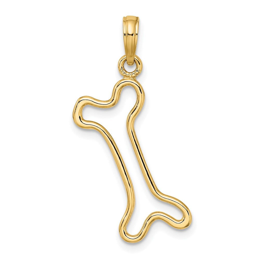 14K Gelbgold Ausgeschnitten Poliert Hund Bone Charm