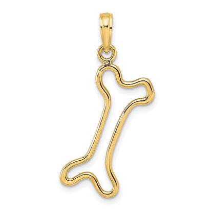 14K Gelbgold Ausgeschnitten Poliert Hund Bone Charm