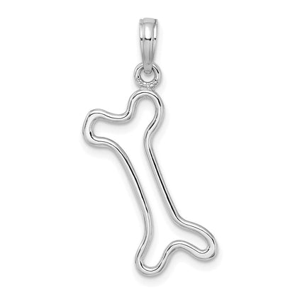 14K Weißgold Ausgeschnitten Poliert Hund Bone Charm