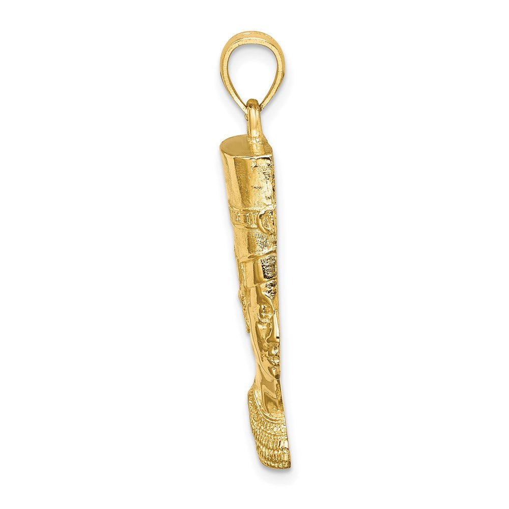 14K Gelbgold Nofretete-Profil-Charm, poliert/texturiert, 2-D