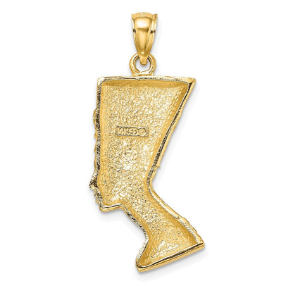 14K Gelbgold Nofretete-Profil-Charm, poliert/texturiert, 2-D