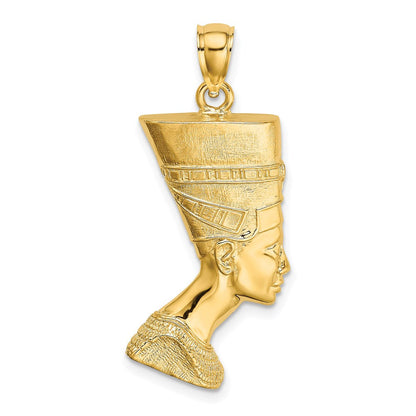 14K Gelbgold Nofretete-Profil-Charm, poliert/texturiert, 2-D