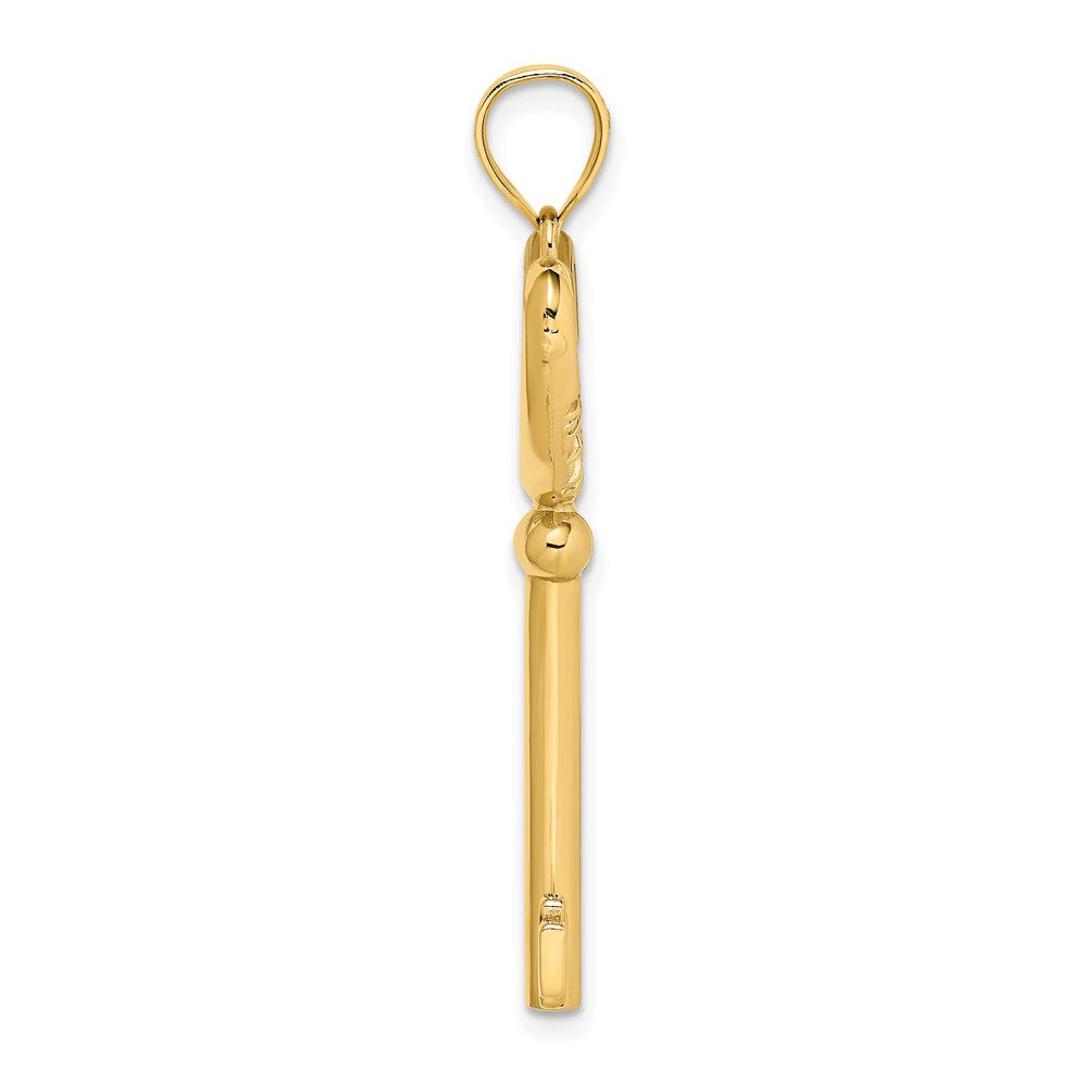 14K Gelbgold 3d Key To My Herz Charm