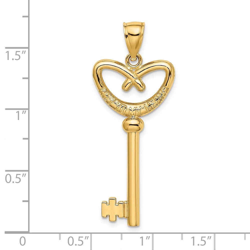 14K Gelbgold 3d Key To My Herz Charm