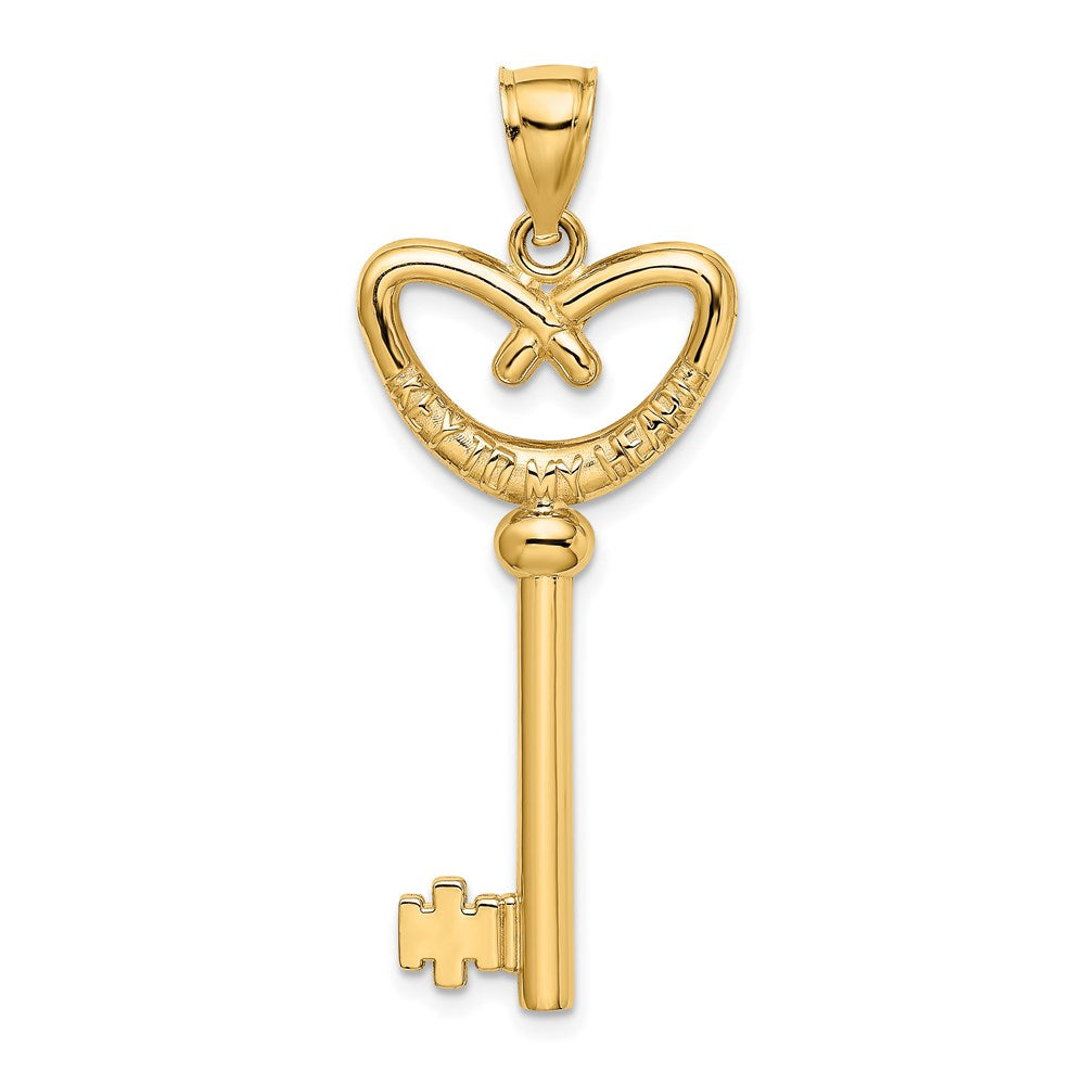 14K Gelbgold 3d Key To My Herz Charm