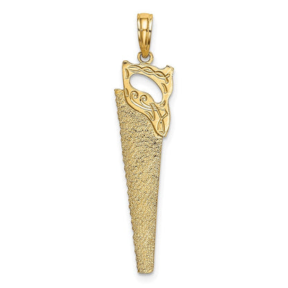 14K Gelbgold 3-d Flach Hand Saw Charm
