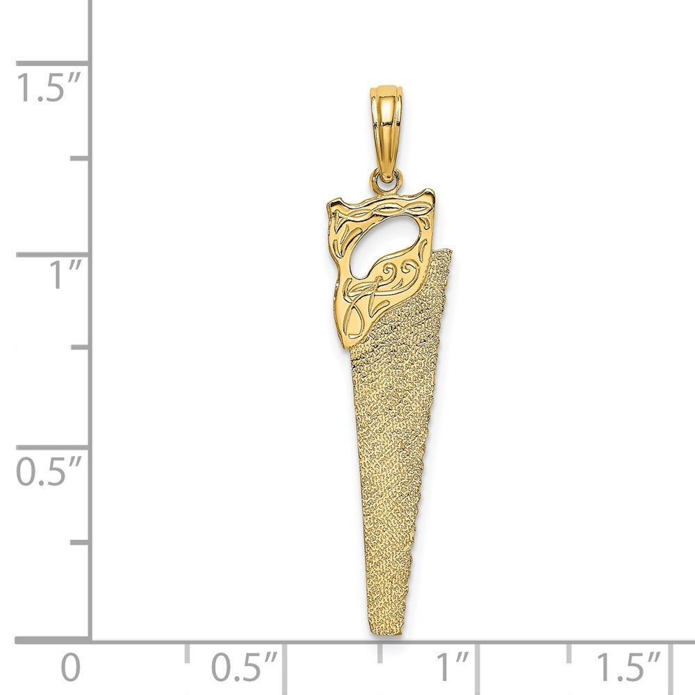 14K Gelbgold 3-d Flach Hand Saw Charm